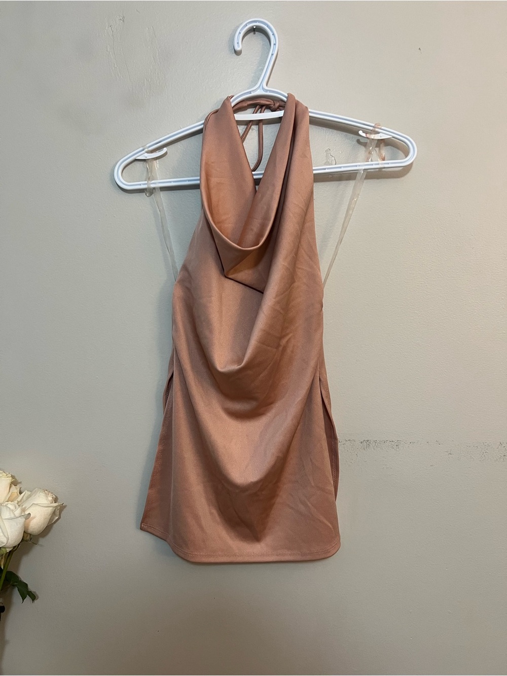 Fashion Nova Satin tie around dress - Blush Pink